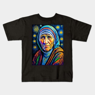 Mother Teresa in starry night Kids T-Shirt